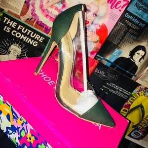 Transparent Olive Green Heels